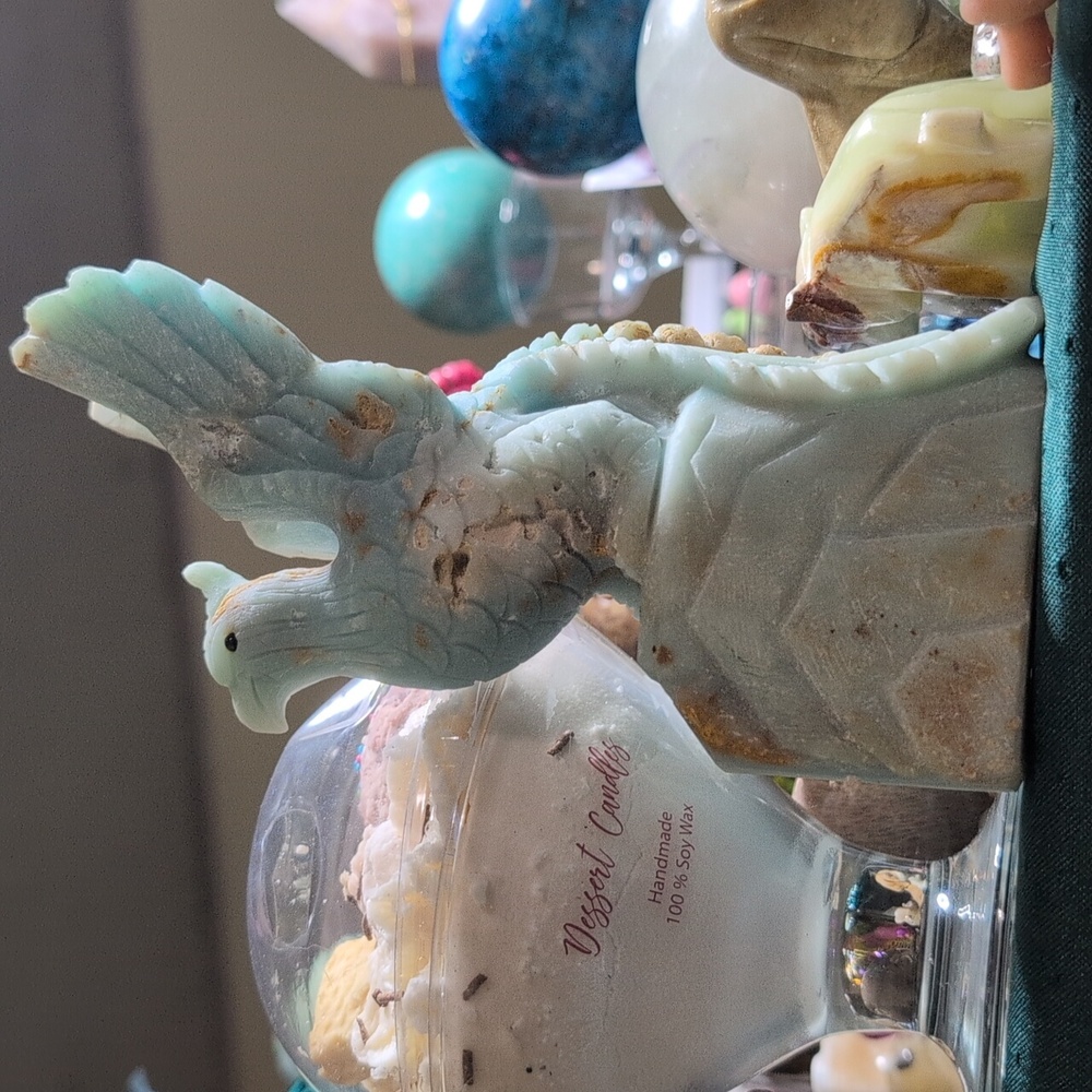 Carved Phoenix 🐦‍🔥 Story Crystal Amazonite Gem Blue - Picture 4 of 6